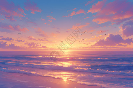 海边日出的晨光背景图片
