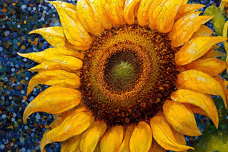 太阳花的点彩绘画背景图片
