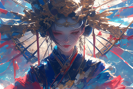 唯美优雅的古代女子插画背景图片