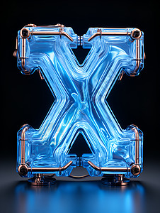 冰蓝玻璃字母背景图片