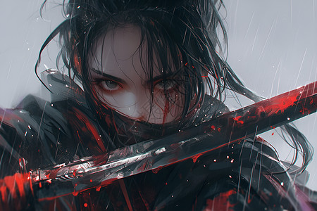 雨中剑女背景图片