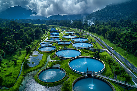 现代污水处理厂高清图片