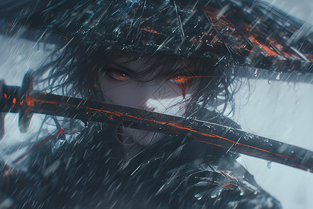 剑痕剑雨中的女侠插画