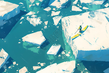 冰川融水冰山探险插图插画