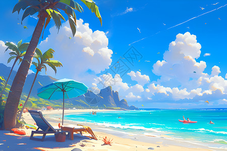 海滩上的梦幻色彩背景图片