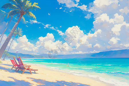 浪漫黄金沙滩背景图片