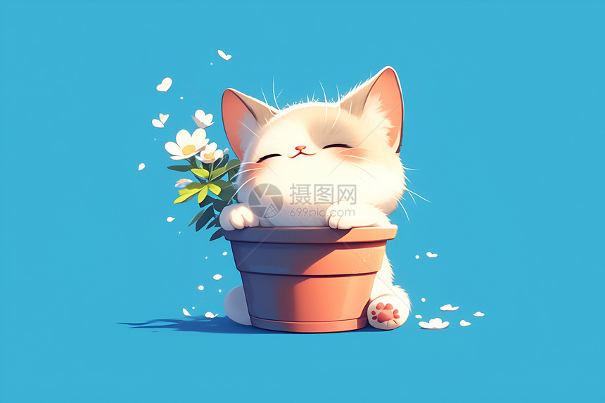 花盆的猫咪图片