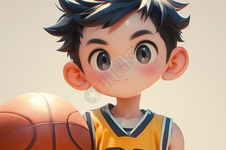 服装持个持篮球的男孩插画