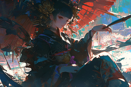 动漫美少女插画背景图片