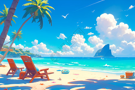 海滩上的夏日仙境背景图片