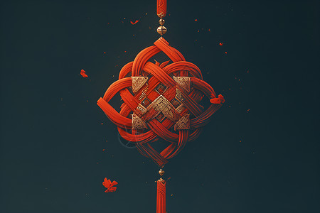 悬挂式装饰木牌悬挂着的中国结插画
