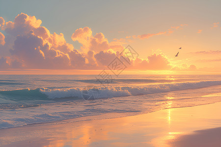 日出是的唯美大海背景图片