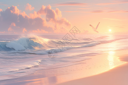 夏日晨曦海滩背景图片