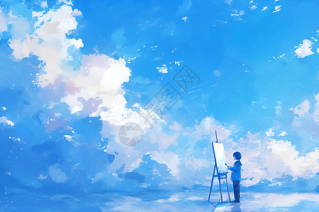 云影下的画家背景图片