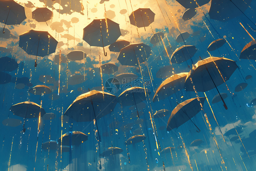雨中的伞海图片