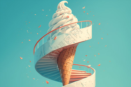 螺旋楼梯中的冰淇淋背景图片