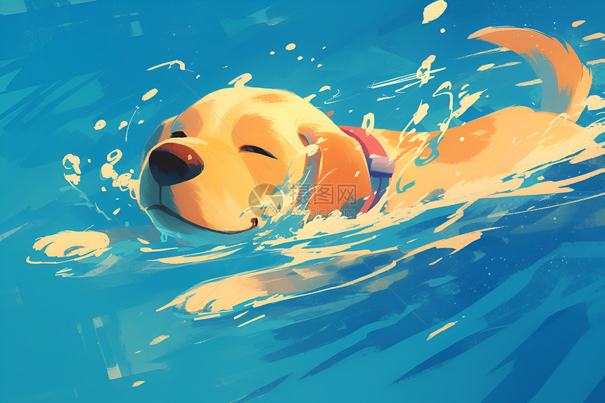 水中的小狗图片