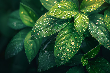 水珠露珠青叶水珠特写背景