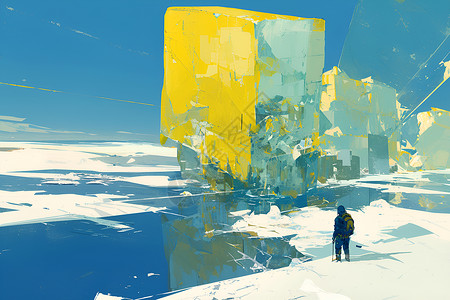 地理湖泊冰川抽象背景插画