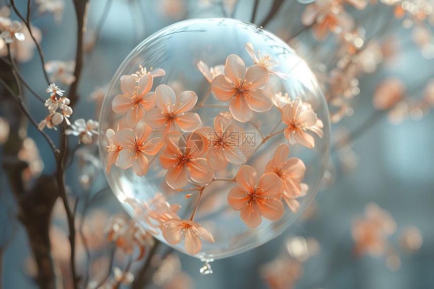 玻璃球中的花朵图片