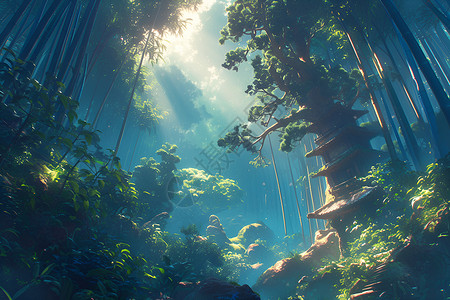 竹林的盛景背景图片