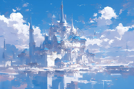 蓝天下的城堡背景图片