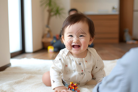 微笑的宝宝婴儿地板高清图片