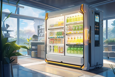 双开门冰箱智能冰箱插画