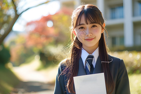 阳光教室阳光下的校服女孩背景