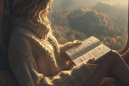 阅读书籍的女子背景图片
