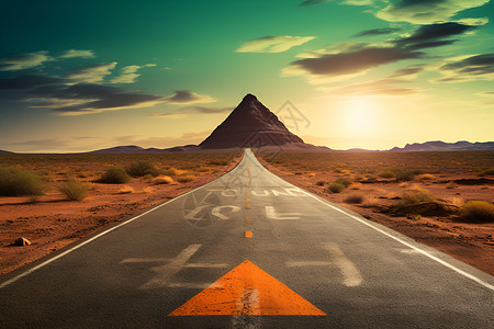 沙漠里的公路背景图片