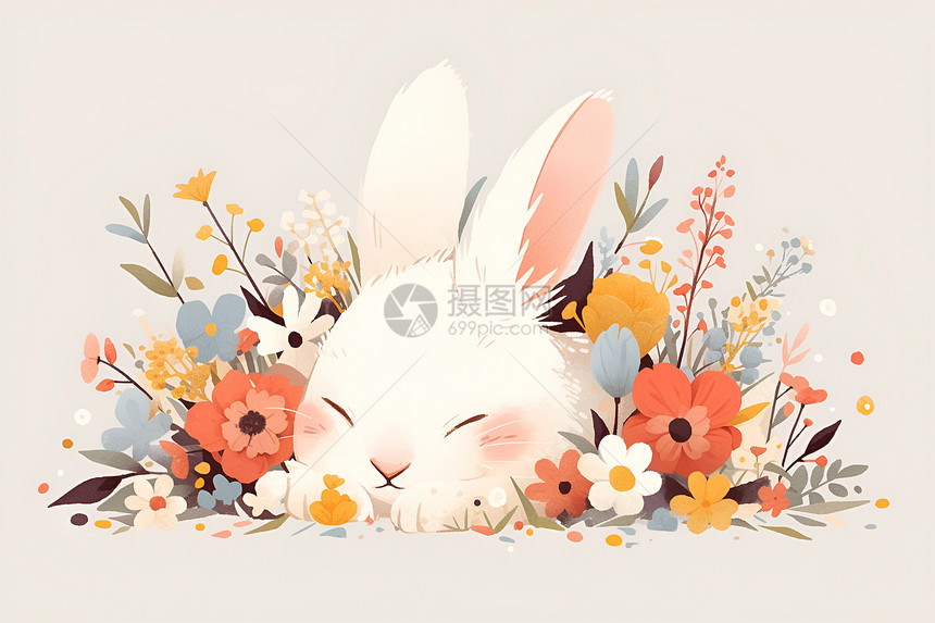 可爱的白兔子图片