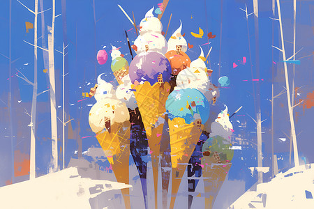 美味的冰淇淋甜筒背景图片