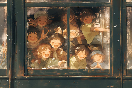火车上的儿童高清图片