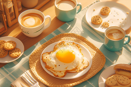 营养套餐美味的早餐套餐插画