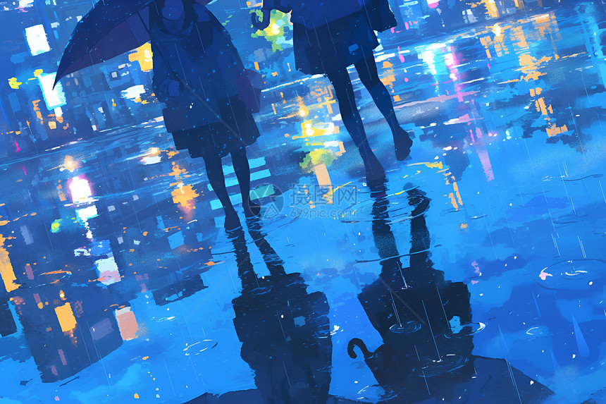 雨夜中的城市幻境图片