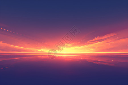 湖面夕阳夕阳下的湖面插画