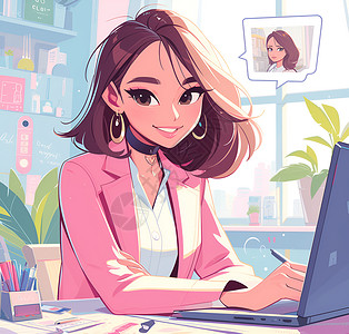 办公室职业女性办公室的女性插画