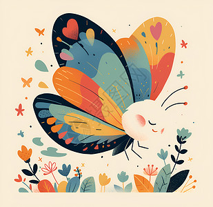 梦幻色彩中的蝴蝶背景图片