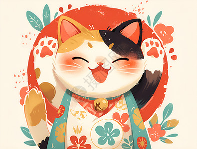 可爱快乐猫快乐的小猫插画