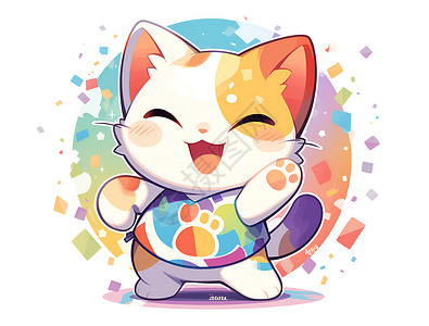 可爱快乐猫快乐彩虹猫插画