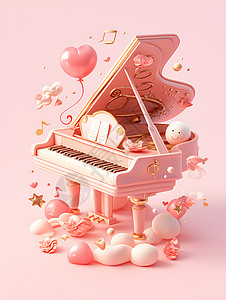 粉色的立体钢琴背景图片