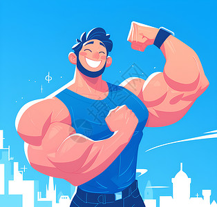 强壮的男人健硕身材的男人插画