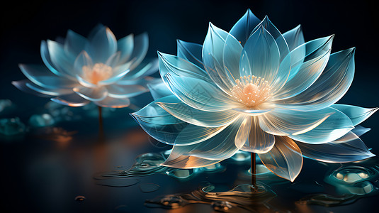 水滴状透明花卉背景图片