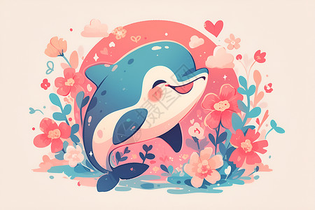 可爱的卡通海豚背景图片