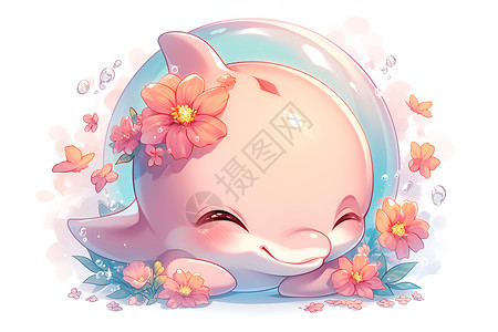 可爱粉色海豚背景图片