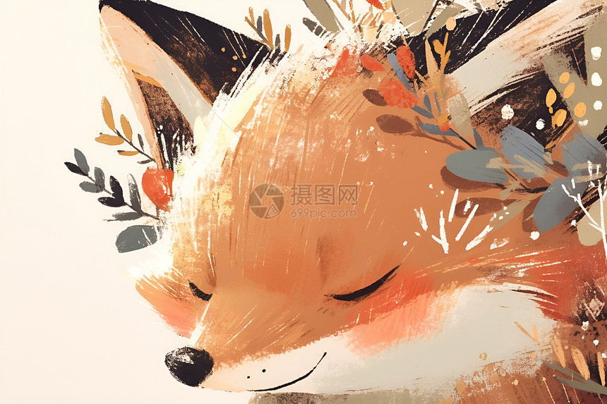 可爱的狐狸插画图片