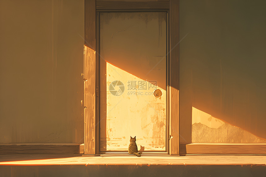 静谧阳光下的猫咪图片