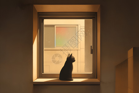 窗前的猫咪宠物阳光高清图片