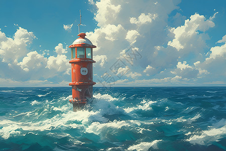 大海上的灯塔背景图片